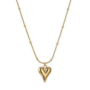 Fashion Minimalist Stainless Steel Gold Heart Pendant Necklace For Women Elegant Fashion Heart Charm Jewelry For Lady Gift