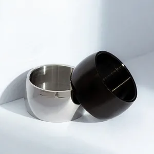 Ensemble de bagues minimalistes de 12mm en acier inoxydable argenté et noir mat