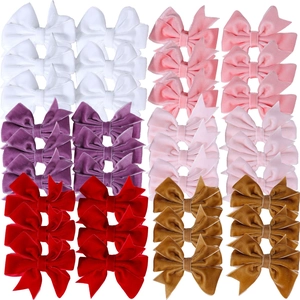 24-piece set of large velvet bow hair clips for girls in six vibrant assorted colors