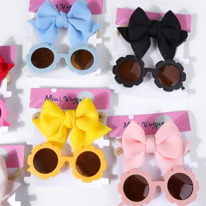 Détails de lunettes tournesol pour enfants et ensemble bandeau avec nœud en tissu