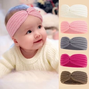 Knitted Wide Twist Headband Warm Winter Ear Warmer Elastic Hair Band For Baby Kids Women Solid Color Accessories