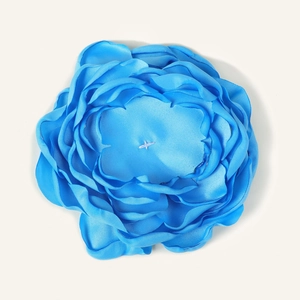 Detail of 10cm blue 9-layer handmade fabric flower with layered petals for DIY accessories