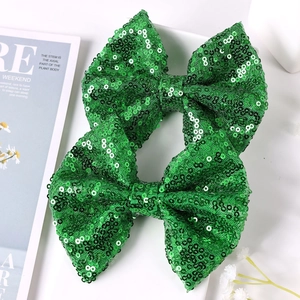 Serre-têtes à nœud à paillettes vertes pour filles, accessoires de St. Patrick