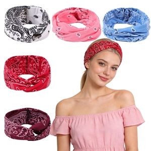 Bandeau Nœud Tricoté Paisley Bohème pour Femmes Bandana Élastique Serre-Tête Yoga Sport Accessoires