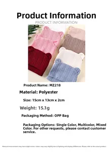 Détails du bonnet bébé en maille avec oreilles d'ours, dimensions et matière polyester