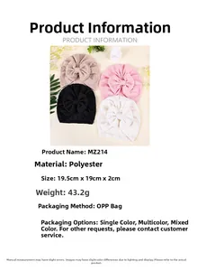 Detailed sizing and specifications chart for newborn bow hats in four soft colors
