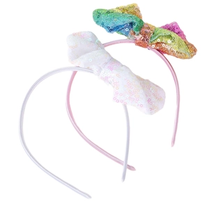 Set di cerchietti con fiocchi di paillettes colorate e bianche per bambine festa