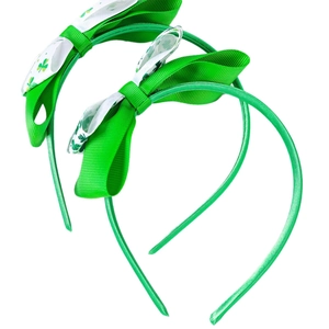 Set di due cerchietti per capelli per bambini con fiocchi a trifoglio verde San Patrizio
