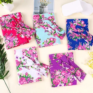 Ensemble couverture d'emmaillotage florale et bandeau à nœud en cinq couleurs vives