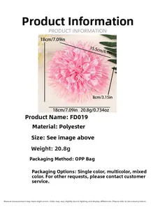 Vue détaillée du bandeau bébé rose plume FD019 avec perles et dimensions indiquées