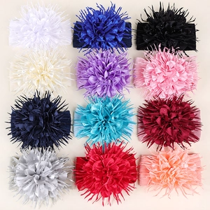 Bandeaux élastiques en nylon pour bébé avec grandes fleurs en tissu en douze couleurs vives