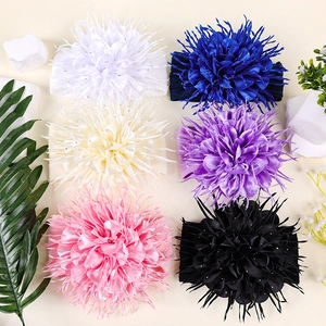 Collection de bandeaux bébé en nylon avec grandes fleurs ornées de strass étincelants