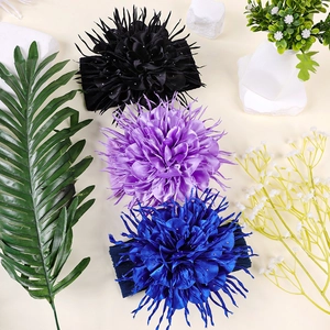 Lot de trois bandeaux bébé en nylon avec grandes fleurs en soie en noir, violet et bleu