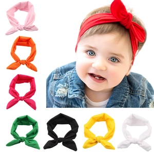 Elastisches Baby Hasenohren Stirnband Weicher Stoff Geknotete Schleife Haarband Einfarbig Haarschmuck Für Kleinkinder Kinder