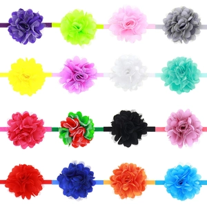 Lot de 16 bandeaux bébé colorés avec fleurs en mousseline de soie multicouches