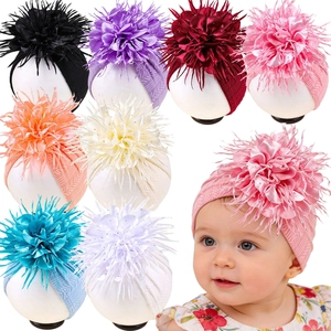 Süße Baby Mädchen Turban Mütze Große Kamelienblüte Strass Beanie Weiches Polyester Kleinkind Strick Kopfwickel Haaraccessoires