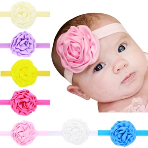 Baby Girls Satin Rose Flower Elastic Headband Newborn Infant Toddler Floral Hair Band Photography Props Hair Accessories