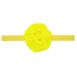 Vibrant yellow satin rose flower headband for babies with high elasticity strap
