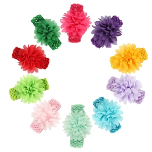 Infant Large Chiffon Flower Headband For Baby Girls Soft Crochet Elastic Hair Band Photography Accessory Sweet Floral Headpiece