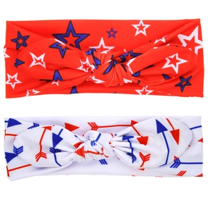 Lot de 2 bandeaux bébé pour la fête de l'Indépendance avec étoiles rouges et motifs bleus