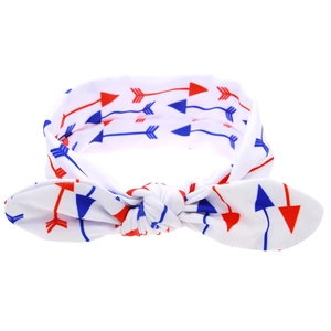 Bandeau bébé fête de l'indépendance avec flèches rouges bleues et nœud oreilles lapin