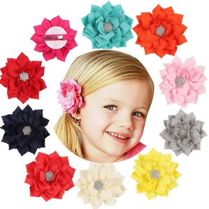 Fermagli Per Capelli A Forma Di Fiore In Tessuto 3D Con Strass Per Bambine Petali Arricciati Multistrato Accessori Per Capelli