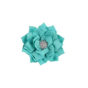 Fermaglio per capelli a fiori in tessuto a strati verde menta con strass di cristallo