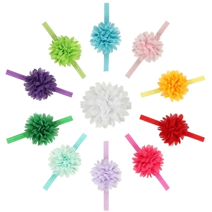 11-piece set of colorful chiffon flower headbands with elastic bands for baby girls