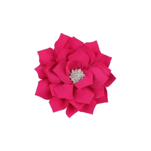 Fermaglio per capelli a fiore in tessuto rosso rosa multistrato con strass luccicante