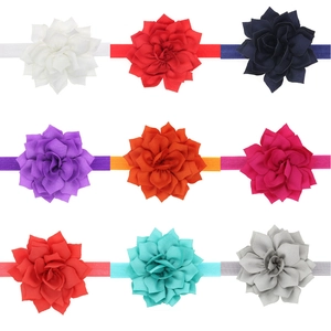 Lot de neuf bandeaux élastiques à fleurs de lotus pour bébé fille en diverses couleurs