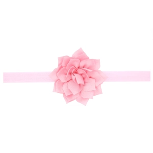 Bandeau élastique bébé avec fleur de lotus en mousseline rose pour nouveau-nés