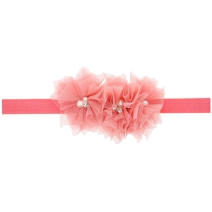 Bandeau Bébé Fleurs Fait Main Bandeau Cheveux en Dentelle Élastique Tulle Avec Fausse Künstliche Perle Strass Pour Nourrissons Fillettes Accessoires Cheveux