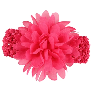 Bandeau élastique pour bébé avec une grande fleur en mousseline rose vif pour enfants