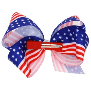 Nœud pour cheveux bébé fête nationale américaine avec motif drapeau et pince crocodile
