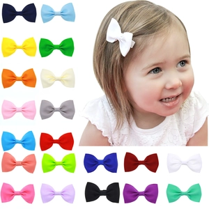 Handmade Grosgrain Ribbon Bow Hair Clips For Toddler Girls Solid Color Boutique Hair Accessories Small Hair Barrettes Jewelry