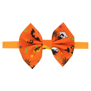 Bandeau Halloween pour enfants avec nœud orange imprimé citrouille chauve souris