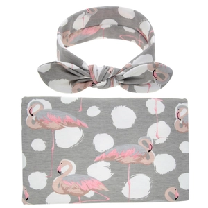 Neugeborene Baby Pucktuch Decke Und Passendes Stirnband Mit Schleife Blumen Flamingo Druck Weiche Baumwollmischung Empfangsdecke Für Mädchen