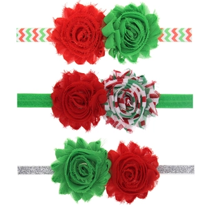 Bandeau de Noël Élastique pour Bébé Fleur en Mousseline Serre-Tête Enfant Décoration de Fête Accessoire Cheveux