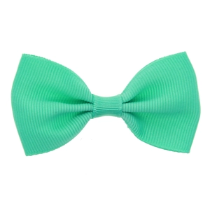 Mint green grosgrain ribbon bow hair clip for girls with symmetrical knotted design