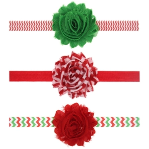 Detailansicht elastischer Chiffon-Blumen-Stirnbänder für Babys in Weihnachtsfarben