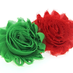 Bandeau de Noël pour bébé avec fleurs en mousseline vert et rouge et bandeau élastique