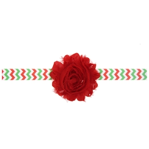 Weihnachts-Babystirnband mit roter Schifffonblume und Zickzack-Muster-Elastikband