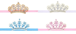 Set dettagliato di quattro fasce elastiche per neonata con diadema di strass e lega metallica