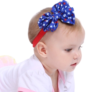 Fascia elastica per neonati con fiocco in chiffon a stelle stile bandiera americana