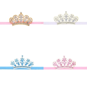 Set di quattro fasce per neonati con corona di strass scintillanti e banda elastica
