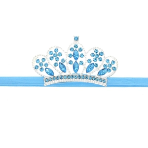 Fascia elastica per neonati con corona d'argento e cristalli blu per bambine