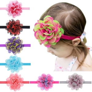 Infant Baby Girls Lace Flower Headband Elastic Mesh Chiffon Floral Hair Band Photography Props Soft Headwear Accessories