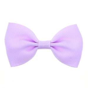 Small light purple grosgrain ribbon bow hair clip for girls with ribbed texture