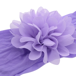 Bandeau bébé violet en nylon avec fleur en mousseline 3D délicate et texture très douce