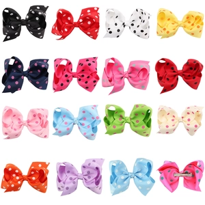 Lot de 16 barrettes nœuds à pois en couleurs variées avec pinces croco en métal